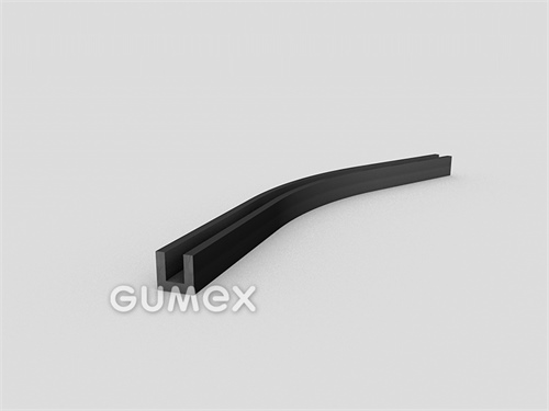 "U" Gummiprofil, 10x10/5mm, 2-Ströme, 70°ShA, EPDM, -40°C/+100°C, schwarz, 